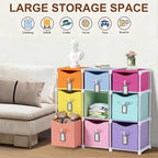 9 Cube Storage Organizer Shelf with Storage Bins and Label, 11 Inch Toy Cube Bins Clothes Closet Organizers Drawers Fabric Dr
