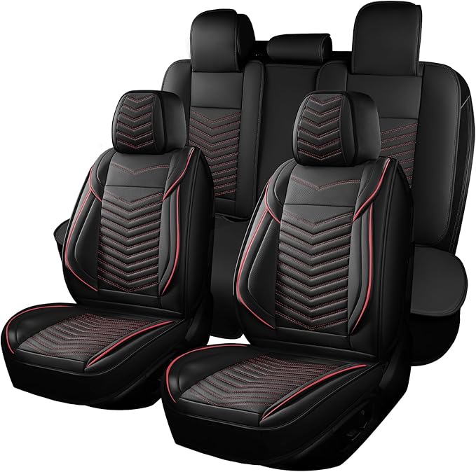 Nappa Leather Car Seat Covers Full Set, Car seat Protector 5 Seats, Waterproof Car Seat Cushion, Universal Automotive Seat Co
