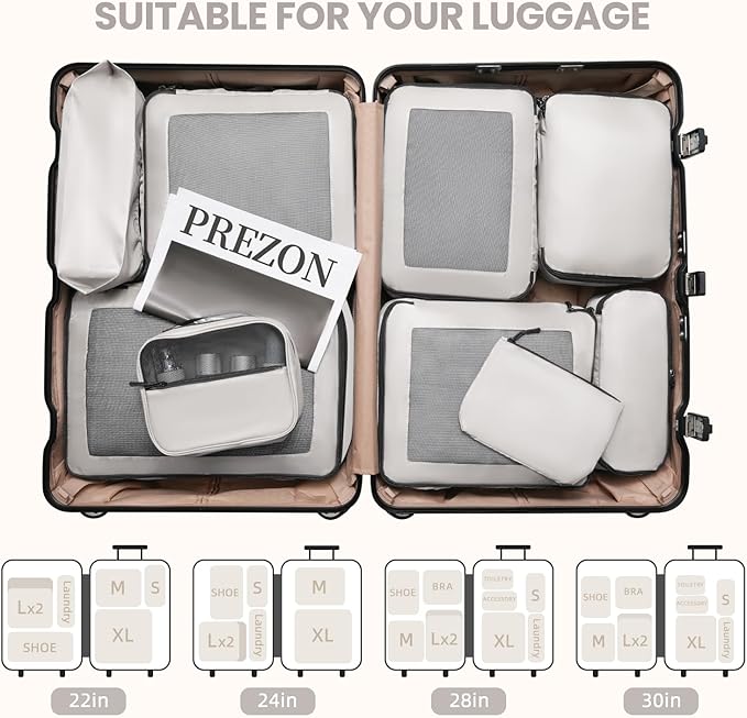 Mesh Packing Cubes for Travel, Durable Luggage Organizer with Sturdy Material and Double Zippers, Comprehensive Set for Trave