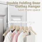 Over The Door Hanger Folding Clothes Drying Rack, Double Fold Hanging Door Hooks Coat Rack with Hooks for Indoor Laundry Room