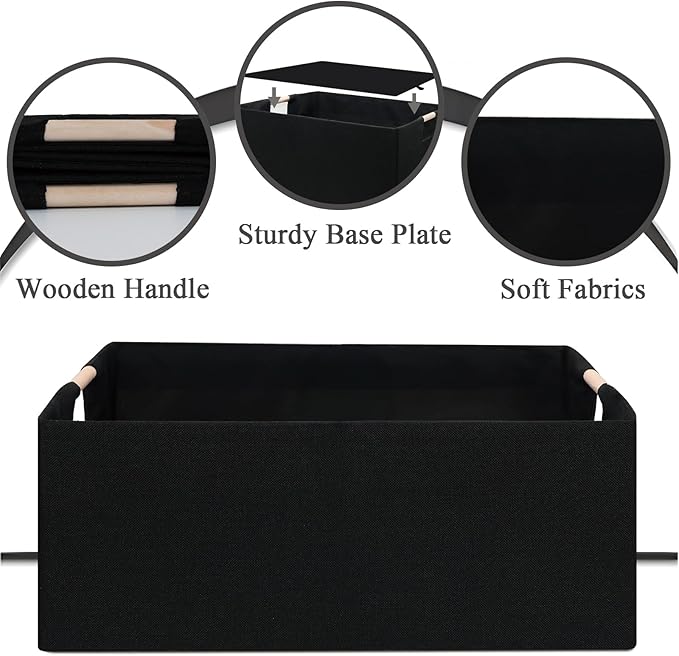 Foldable Fabric Storage Cubes, 2 Packs Cloth Storage Baskets with Wooden Handles, Collapsible Shelf Closet Organizer Bins, Re