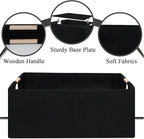 Foldable Fabric Storage Cubes, 2 Packs Cloth Storage Baskets with Wooden Handles, Collapsible Shelf Closet Organizer Bins, Re