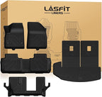 LASFIT Floor Mats & Cargo Liner with Backrest Mat 2020-2025 & Only 7 Seats (Not for 6 Seats) for Cadillac XT6, All Weather TPE Custom Fit Floor Liners for Cars, Car Floor Mats Full Set for XT6, Black