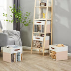 Bagnizer Storage Cubes, 4 Pack Linen Foldable Storage Bins with Clear Window and 2 Handles, 13x15x13 Storage Cube Bins for Sh