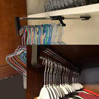 Extendable Pull Out Closet Rod - Wardrobe Pull-Out Trousers Rack, Top-Mounted Retractable Wardrobe Clothes Rail, Extendable W
