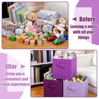 Karenhi 11" x 10.5" x 10.5" Purple Storage Cube, 6 Pack Fabric Cube Storage Bins Organizer Box, Collapsible Baskets with Hand