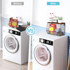 MSJGA Laundry Room Shelves Wall Mounted with Storage Basket - Stackable Wire Wall Shelves Organizer for Towels, Detergent, Ti
