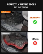 SEALIGHT Ford F150/F150 Lightning Floor Mats - Custom Fit for 2015-2025 2026 Supercrew Models, All Weather Protection, Easy to Clean TPE, 3D Scanning, Non-Slip, Waterproof, Odorless, High Edge Design