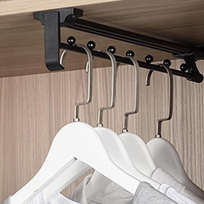 Pull Out Clothes Rail Extendable Pull Out Closet Rod - Wardrobe Pull-Out Trousers Rack, Extendable 25-45Cm Drawer Closet Clot