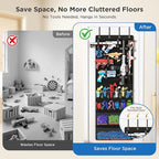 Over the Door Organizer for Toy Guns, Toys Storage Door Hanger with Pockets and Slots for Kids Foam Blasters, Darts, Goggles,