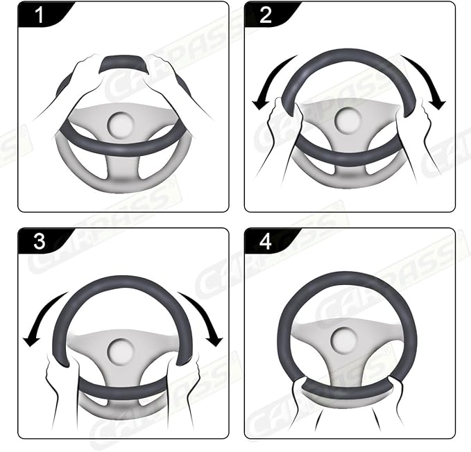Car Pass Classical Leather Automotive Universal Steering Wheel Covers,Universal Fit for Suvs,Trucks,Sedans,Cars,Vans,14.5-15i