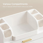 HBlife Makeup Organizer for Vanity with Brush Holder, Large Bathroom Countertop Cosmetic Organizer Skin Care Storage, Easy to