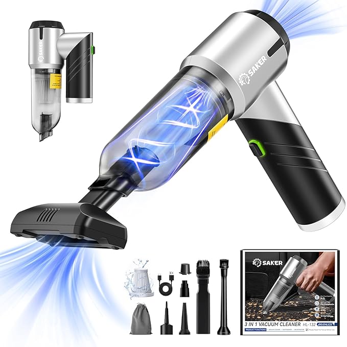 Saker Handheld Car Vacuum Portable Cordless17000PA Mini Air Duster Blower Rechargeable Foldable Vacuum Cleaner with Brushless