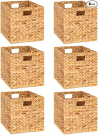 M4DECOR 12 x 12in Water Hyacinth Storage Baskets, Wicker Storage Baskets for Shelves, Woven Baskets for Storage, Wicker Stora
