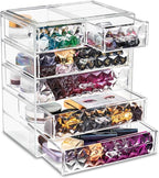 Sorbus Acrylic Makeup Organizer Set, 6-Drawer Vanity & Countertop Cosmetic Storage with Small & Wide Drawers, Diamond Makeup 