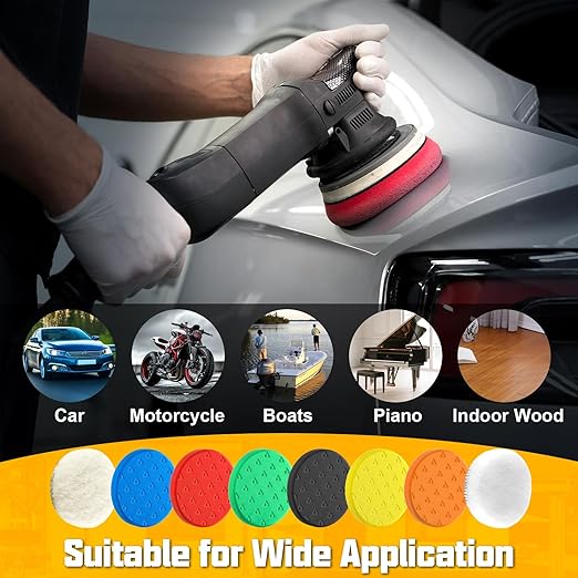 8 Pcs Buffing Pads, Polishing Pad 5.5 Inch 138mm for 5 Inch Backing Plate, High-Density & Reusable Buffing Sponge Pads and Woolen Pads Cutting Polishing Pad Kit for Car Buffer Polisher & Waxing