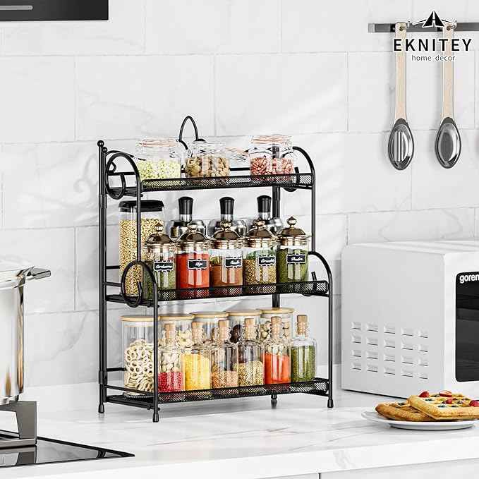 EKNITEY Bathroom Counter Organizer - 3 Tier Spice Rack Organizer Skincare Countertop Organizers for Bathroom Kitchen Bedroom 