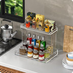 NPPLUS Bathroom Countertop Organizer, 2-Tier Clear Acrylic Counter Storage Shelf for Bathroom Counter Organizer, Clear Makeup