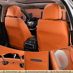 FLORICH Seat Covers, Leather Car Seat Covers Front Seats, Automotive Seat Covers Waterproof Car Seat Cushion Orange Seat Cove