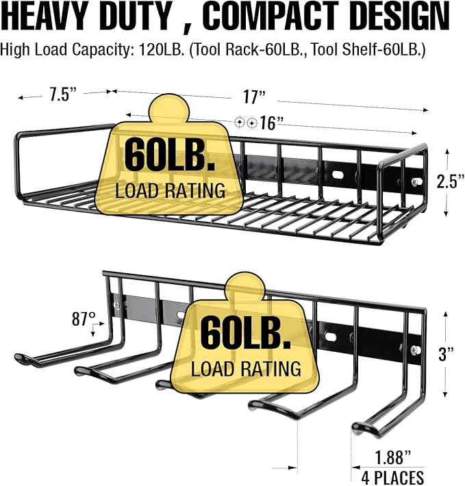 UNITEDPOWER Wall Mounted Power Tool Organizer Holder, Heavy Duty Utility Storage Rack for Battery Powered Hand Tools, Cordles