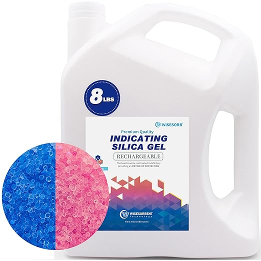 [Net Weight 8LBS] Blue Indicating Silica Gel Beads Desiccants - Rechargeable Desiccant Beads Silica Beads (Blue to Pink, 1 Pa