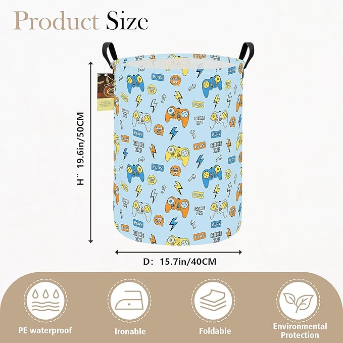 HUNRUNG Laundry Hamper,Large Canvas Fabric Lightweight Storage Basket Toy Organizer Dirty Clothes Collapsible Waterproof for 