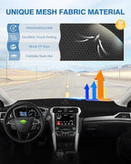FIILINES Dash Cover Fit for Ford Fusion 2013-2020 Dashboard Cover Fusion Accessories Dash Mat Sunshade Nonslip Mesh Protector