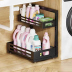 1 Pack Under Sink Organizer,Pull Out Cabinet Organizer with Smooth Cylindrical Rail,Metal Slide Out Drawer for Kitchen Bathro