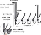 Dseap Over The Door Hook Hanger - Fits 1 3/8" to 1 3/4" Standard Doors | 5 Tri Hooks Heavy Duty Towel/Coat Rack | Door Organi