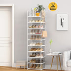 Metal Shoe Rack Organizer 10 Tiers, 20-24 Pairs Narrow Tall Shoe Racks for Closets Entryway - Vertical Boots Organizer Storag