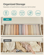 SONGMICS Set of 6 Large Size Wardrobe Clothes Organizers, 6-Compartment Foldable Drawer Organizers with Handles, 16.5 x 11.8 
