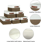 HNZIGE Small Fabric Storage Bins (6 Pack) - Foldable Decorative Baskets with Handles, Empty Gift Baskets for Storage (Brown &