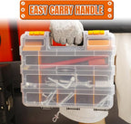 Jack Boss Tool Box with Transparent Lid, Double Side 34-Compartments Organizer Box with Removable Dividers for Hardware, Scre