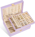 Voova Jewelry Box Organizer for Women Girls, 2 Layer Large Men Jewelry Storage Case, PU Leather Display Jewellery Holder with