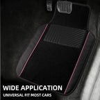 NBTEPEM Waterproof Universal Fit Car Floor Mats, Faux Leather Sporty Car Carpet Mats with Anti-Slip Nibbs Backing & Driver Heel Pad Fit for SUV, Vans, Sedans, Trucks, Set of 4 (Black with Pink line)