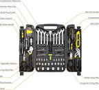 TLGREEN 95 Piece Tool Set, Tool Kit, Mechanics Tool Set, Portable Toolbox with Adjustable Wrench Pliers Socket Bits, with Pla