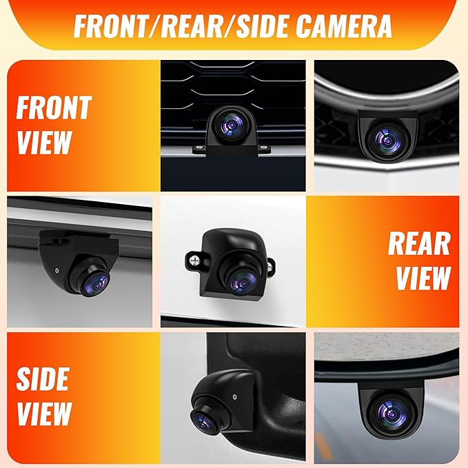 AHD 1080P Universal Backup Camera - 360° Rotatable Lens & Parking Sensor,IP69K Waterproof with Night Vision & 170° Wide View 