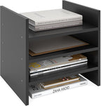 Ballucci 4-Tier Paper Sorter and File Organizer for Desk, Wood Mail Sorter, Fits into IKEA Kalax and ClosetMaid Cube Storage 