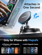 ANDERY Only for iPhone Magsafe Car Mount Charger [15W Wireless Faster Charging, 78+LBS Strongest Suction, 2400gf Strongest Magnetic] 360° Adjustable Car Phone Holder, Phone Holders for Your Car, Black