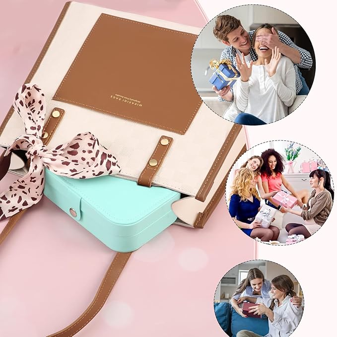 Travel Jewelry Box, PU leather Small Jewelry Organizer For Female Girls, double layer portable mini travel case for storing e