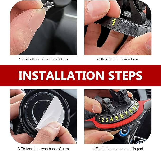 Multifunctional Car Anti-slip Mat, Car Dashboard Anti-slip Pad with Temporary License Plate, 360° Rotatable Dashboard Phone M