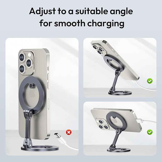 Itramax Magnetic Phone Holder for Gym,Double Ring Magnetic Gym Phone Stand,360° Adjustable Cell-Phone Mount for iPhone 17 Air 16 15 14 13 12 Pro Max,Mag/Safe Case,Metal Surfaces,Alloy Base,Golf Cart