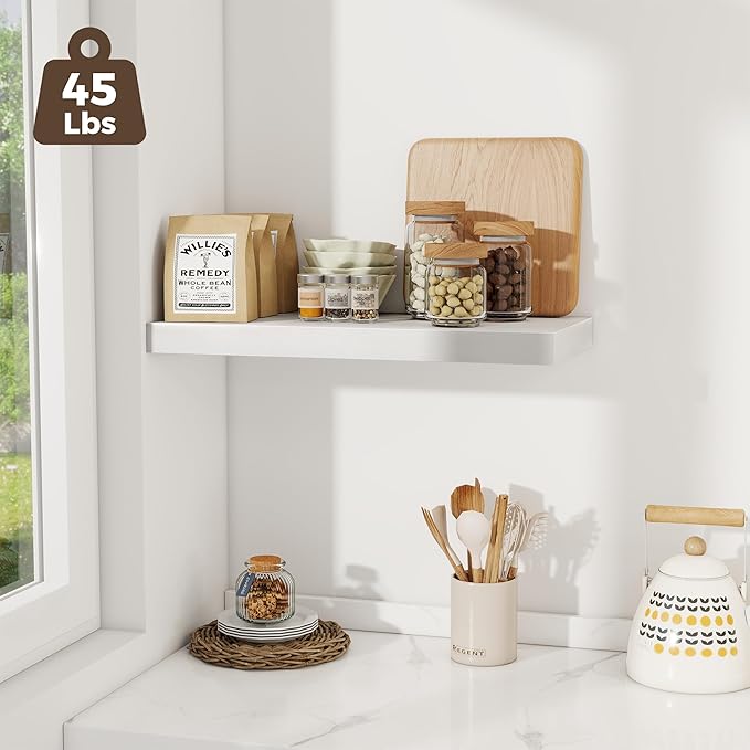 Fun Memories 24 x 12 Inch Deep Floating Shelves, 12 Inch Deep Rustic Wooden Book Shelf, Extra Deeper & Thicker Hanging Shelve