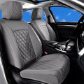 Huidasource Gray Front Seat Covers, Car Seat Covers Front Seats Nappa Leather, Side Elastic Fabric, Compatible with Airbags, 