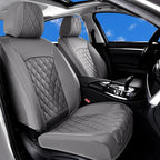 Huidasource Gray Seat Covers Full Set, Gray Seat Covers 5 Seats Waterproof Nappa Leather, Universal Fit for Most Cars,Van,Tru