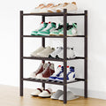Smiry Shoe Rack, 4 Tier Small Bamboo Shoe Organizer, Stackable Free Standing Wooden Shoe Storage Shelf for Closet, Entryway, 