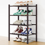 Smiry Shoe Rack, 4 Tier Small Bamboo Shoe Organizer, Stackable Free Standing Wooden Shoe Storage Shelf for Closet, Entryway, 