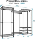 VIPEK V5 Portable Closet Wardrobe Heavy Duty Clothes Rack, Freestanding Clothing Rack with 4 Hang Rods & 8 Shelves, Adjustabl