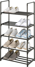 5-Tier Small Shoe Rack, Metal Stackable Kids Shoe Shelf Storage Zapateras Organizer,Narrow Shoe Rack Sturdy for Closet Hallwa