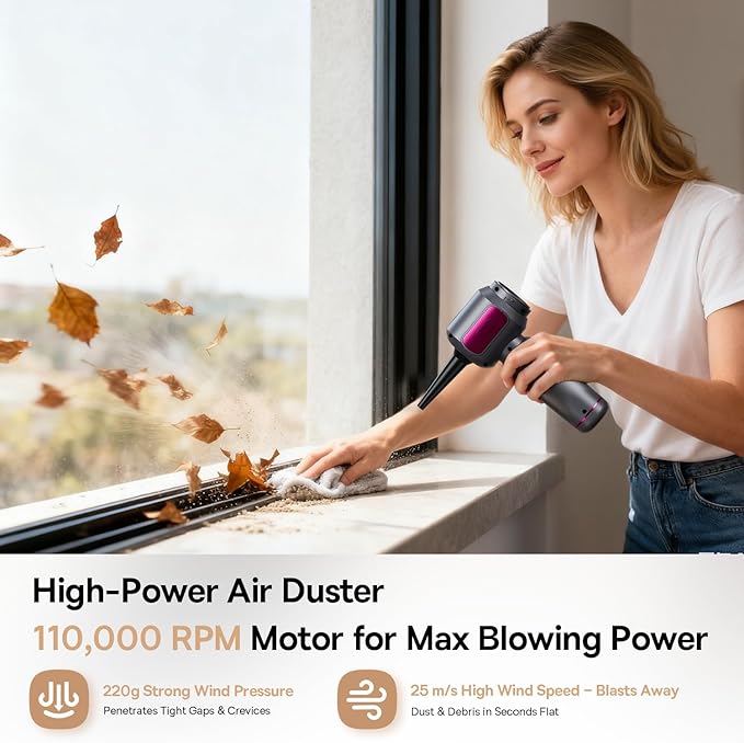 REWONDER Car Vacuum Cleaner High Power, 22000Pa Vacuum Cleaner & 110000RPM Air Duster, Handheld Vacuum with 7800mAh Battery f
